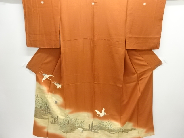 JAPANESE KIMONO / IRO-TOMESODE / EMBROIDERY / CRANES